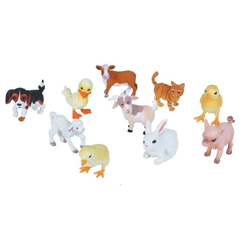 Afbeelding 10x Plastic baby boerderijdieren speelfiguren door Animals Giftshop
