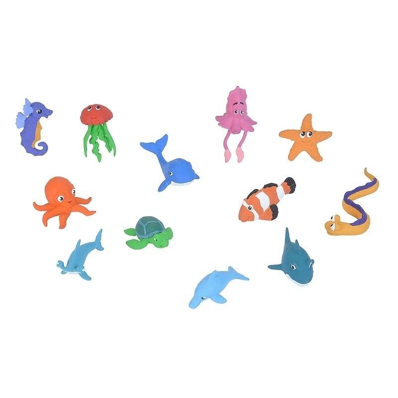 Afbeelding 12x Plastic baby zeedieren/oceaan dieren speelfiguren door Animals Giftshop
