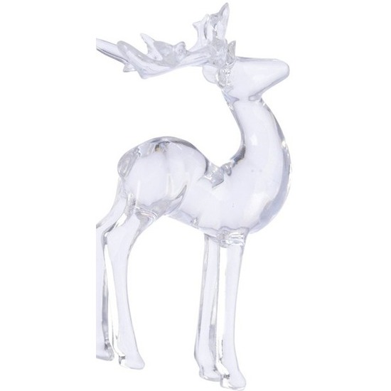 Afbeelding 1x Kerst hangdecoratie doorzichtig staand hertje 13 cm door Animals Giftshop
