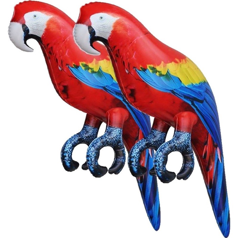 2x Opblaas ara papegaai vogel dieren 25 cm realistische print