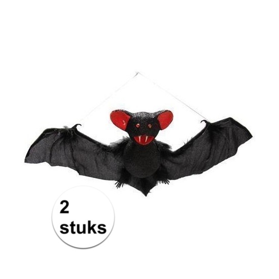 Afbeelding 2x stuks halloween decoratieve vleermuizen 39 cm door Animals Giftshop