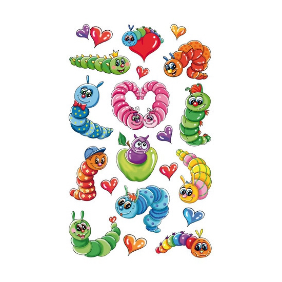 Afbeelding 3D stickers kleurrijke rupsen door Animals Giftshop