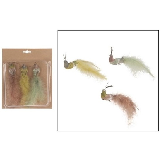 Afbeelding 3x Kunststof gekleurde pauwen vogels op clip 19 cm door Animals Giftshop