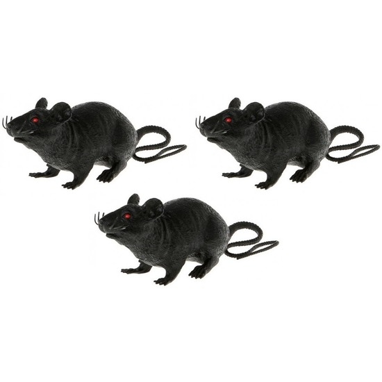 Afbeelding 3x Plastic decoratie ratten zwart 22 cm door Animals Giftshop