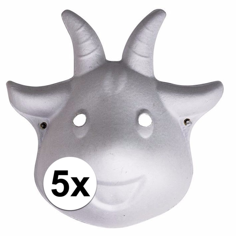 Afbeelding 5x Papieren geiten masker 22 cm door Animals Giftshop