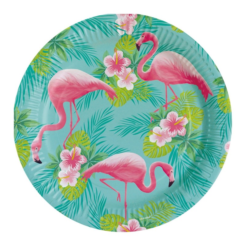 8x Flamingo feest bordjes 23 cm