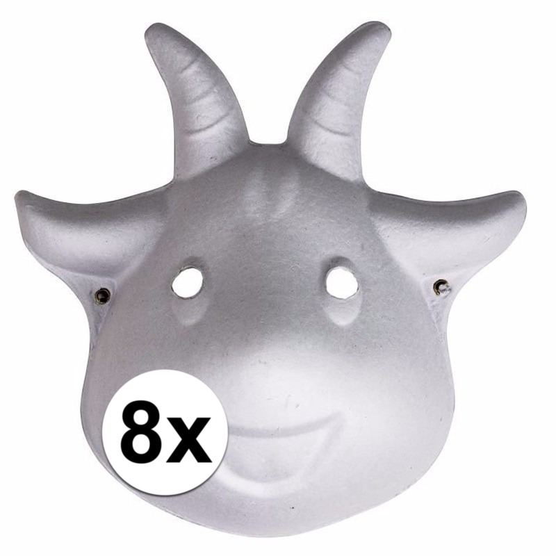 Afbeelding 8x Papieren geiten masker 22 cm door Animals Giftshop