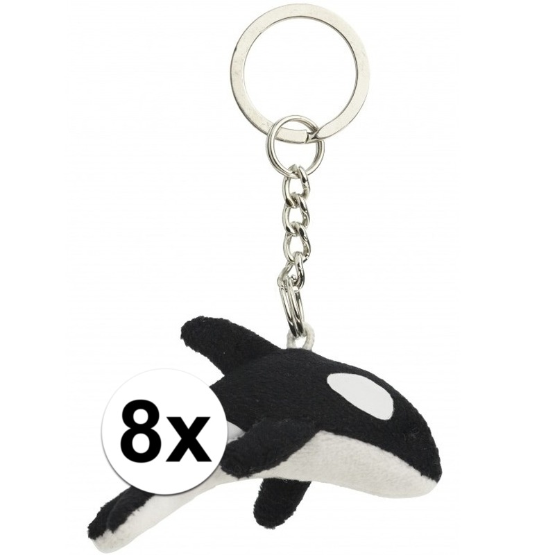 Afbeelding 8x Pluche sleutelhangers orka walvis 6 cm door Animals Giftshop