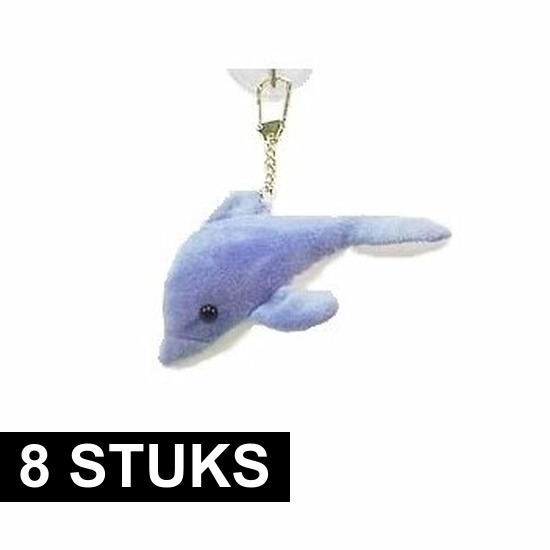 8x stuks pluche dolfijntjes aan sleutelhanger