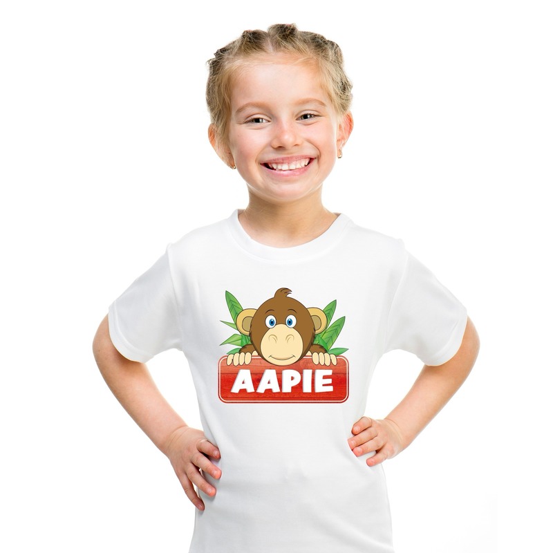 Afbeelding Apen dieren t-shirt wit voor kinderen door Animals Giftshop