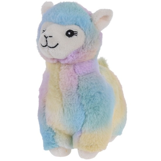 Blauw/geel/paarse alpaca/lama knuffeldier 19 cm