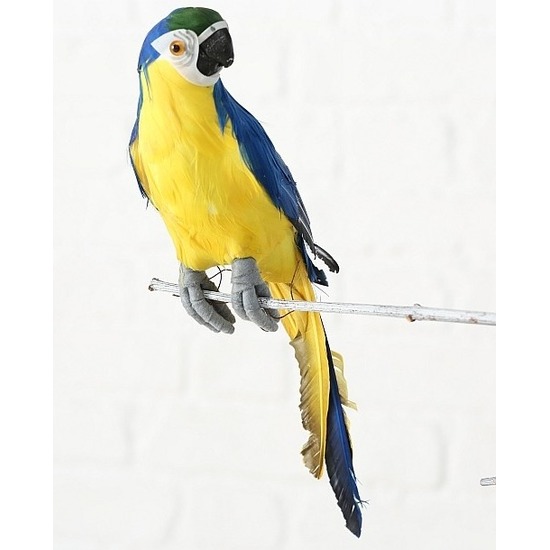 Blauw woondecoratie beeld ara papegaai vogel 62 cm