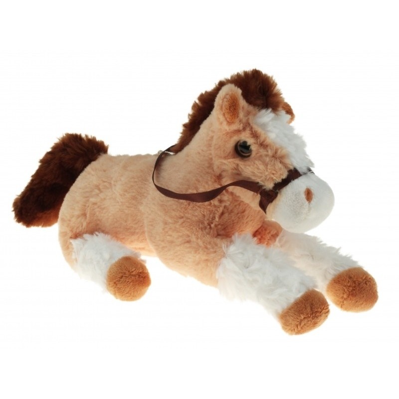 Dieren knuffel paard/pony beige/wit 30 cm