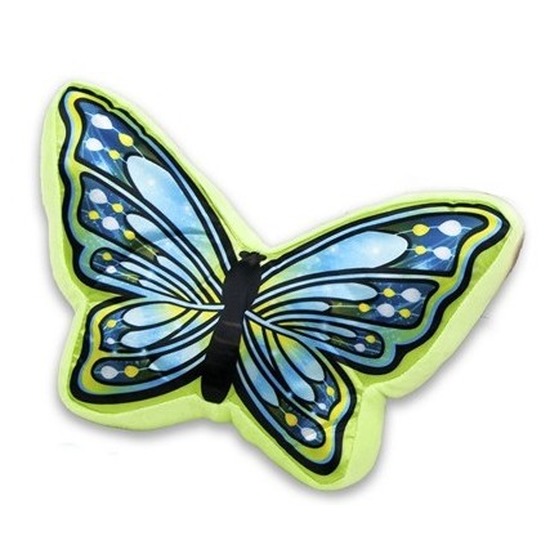 Dierenkussen vlinder blauw groen 50 cm