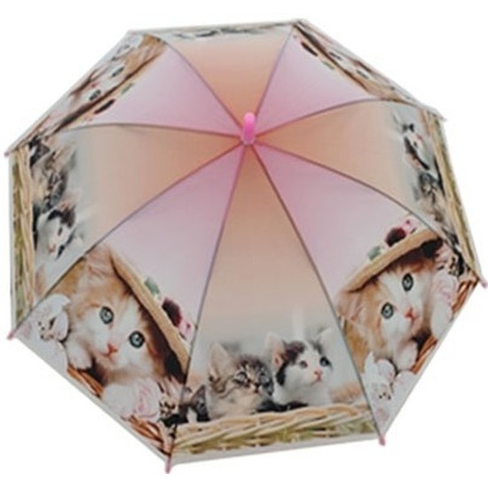 Dierenprint parapluutje 96 cm kat/poes voor kinderen