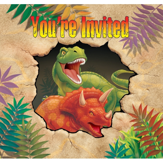 Afbeelding Dinosaurus thema uitnodigingen 8 stuks door Animals Giftshop