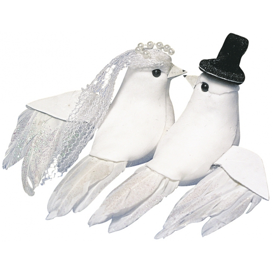 Afbeelding Duifjes bruidspaar 8 cm Bruiloft feestartikelen door Animals Giftshop
