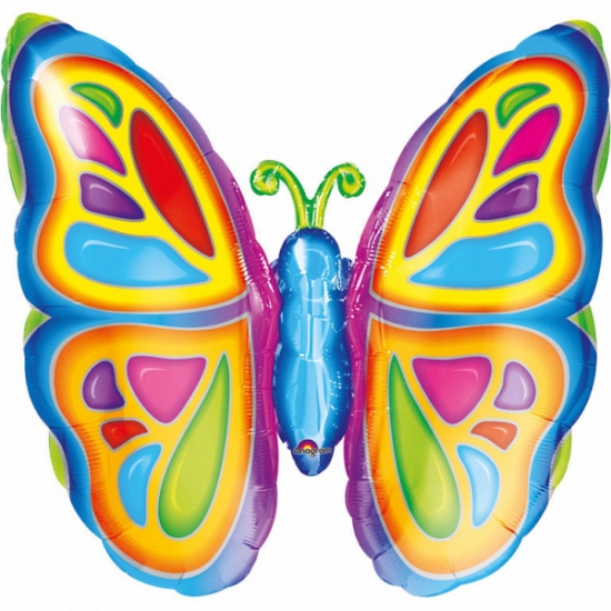 Afbeelding Gekleurde vlinder folie ballon 63 cm door Animals Giftshop