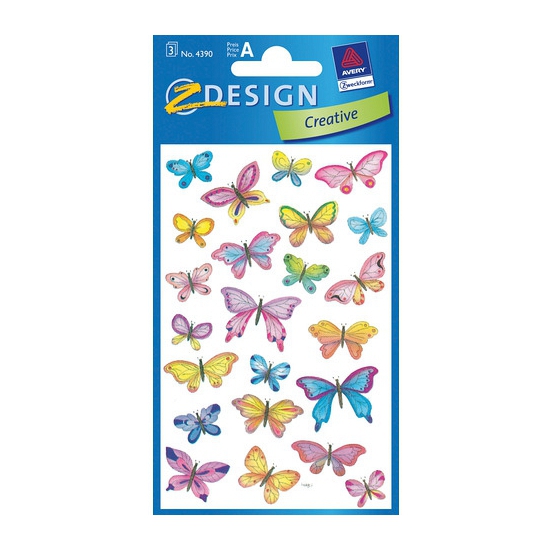 Afbeelding Gekleurde vlinder stickertjes 3 vellen door Animals Giftshop