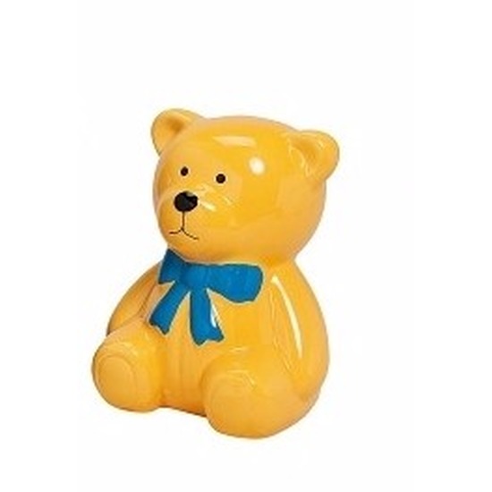 Gele teddybeer spaarpot 20 cm