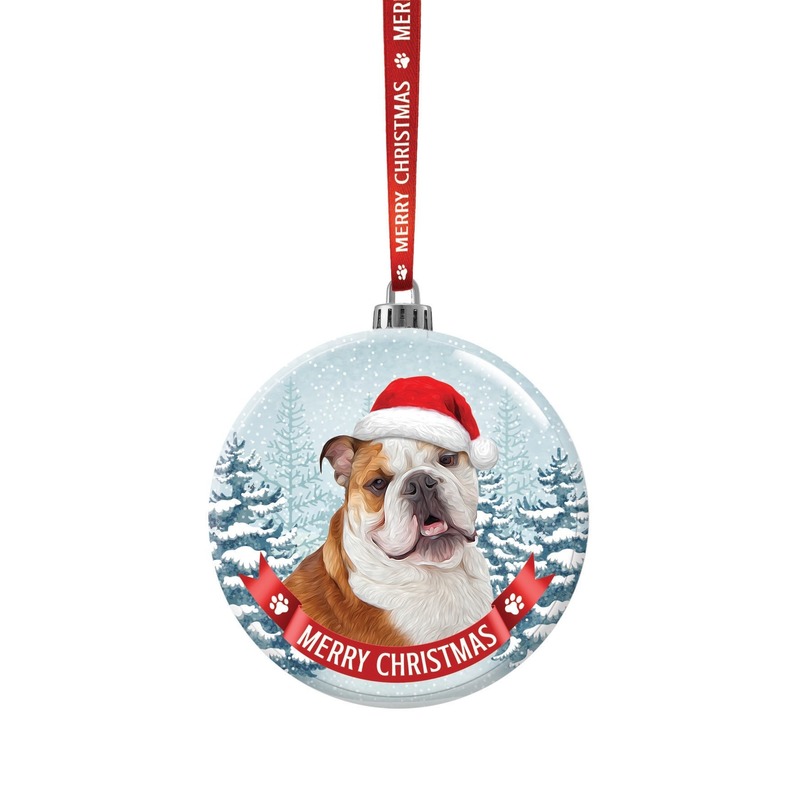 Afbeelding Glazen kerstbal hond Bulldog 7 cm door Animals Giftshop