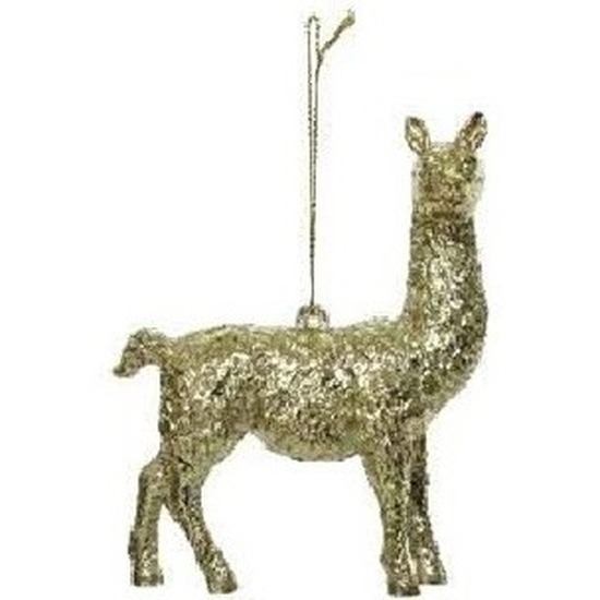 Gouden lama/alpaca kerstornamenten kersthangers 9 cm