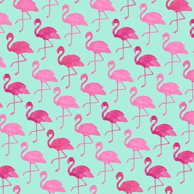 Afbeelding Groen cadeaupapier met flamingo print 70 x 200 cm door Animals Giftshop