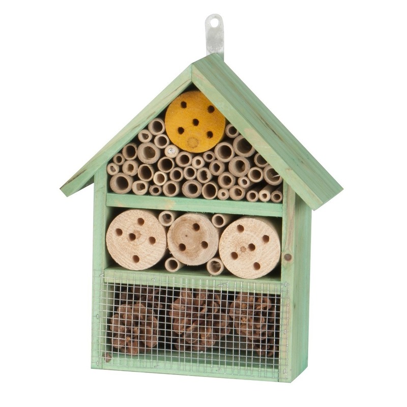 Groen huisje voor insecten 30 cm vlinderhuis/bijenhuis/wespenhotel