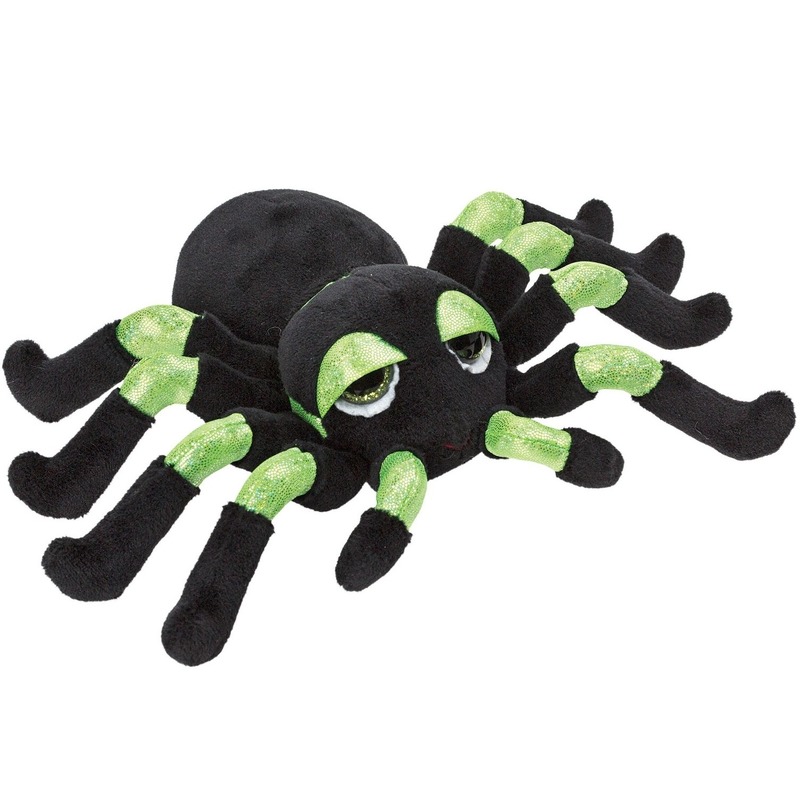 Groen met zwarte spinnen knuffels 13 cm knuffeldieren