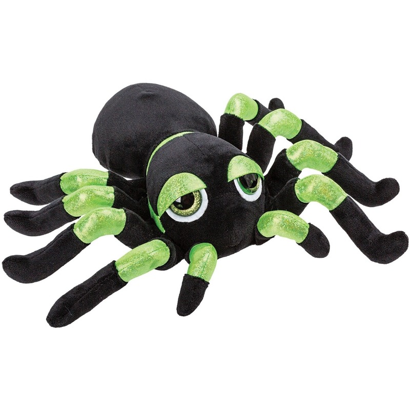 Groen met zwarte spinnen knuffels 22 cm knuffeldieren