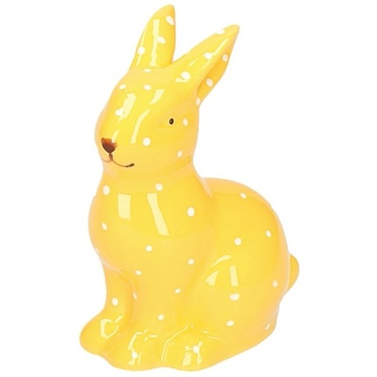 Hazen/konijnen beeldje geel van keramiek 10 cm