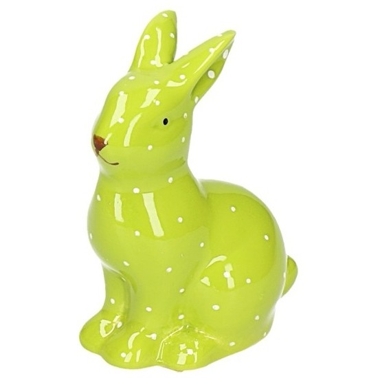 Hazen/konijnen beeldje groen van keramiek 10 cm