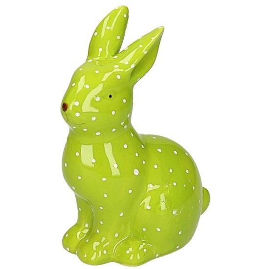 Hazen/konijnen beeldje groen van keramiek 15 cm