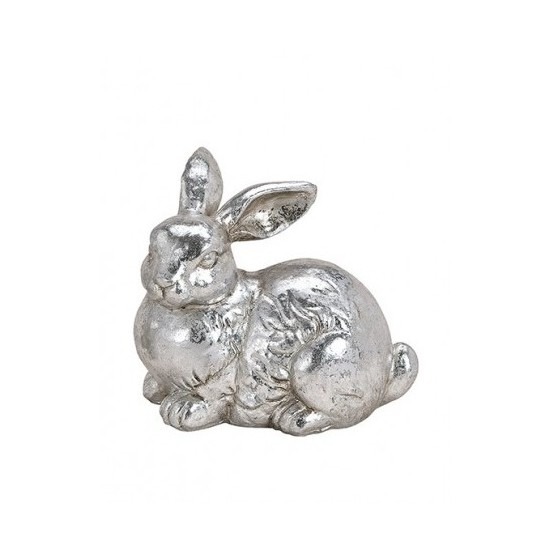 Hazen/konijnen beeldje zilver van polystone 12 cm