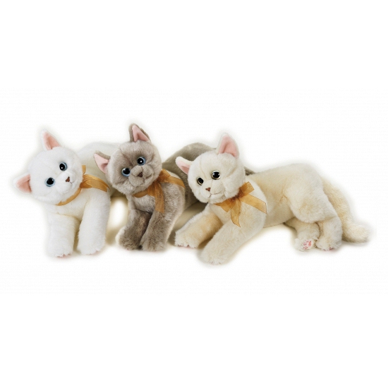 Afbeelding Katten knuffel liggend beige 34 cm door Animals Giftshop