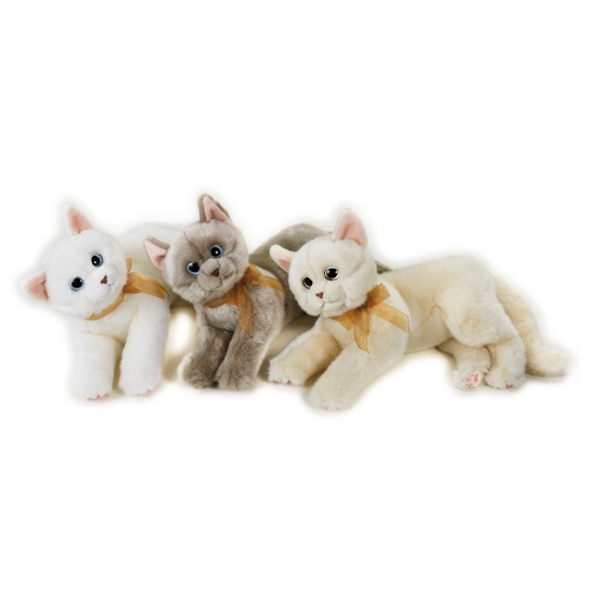 Afbeelding Katten knuffel liggend wit 34 cm door Animals Giftshop