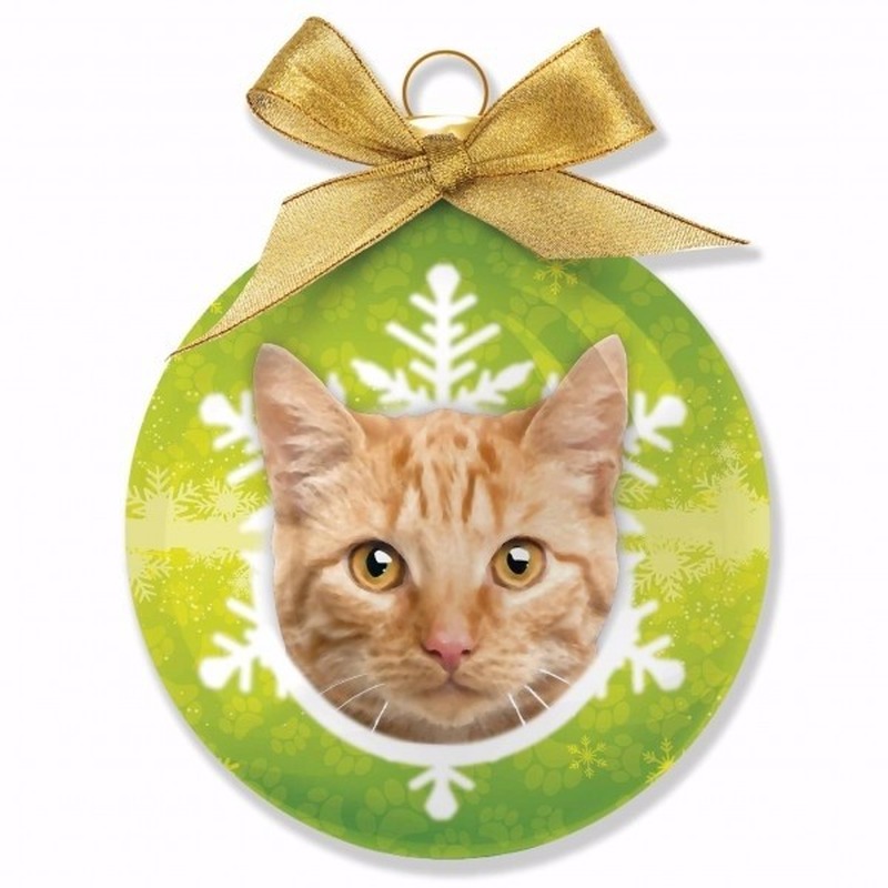 Afbeelding Kerstbal rode kat/poes Tabby 8 cm door Animals Giftshop