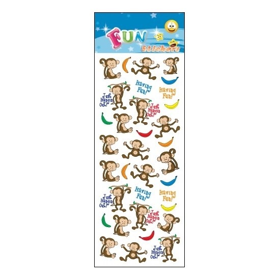 Afbeelding Kinder stickers apen en bananen door Animals Giftshop