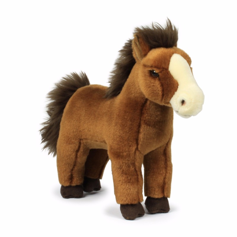 Knuffel donkerbruin paard/pony 23 cm