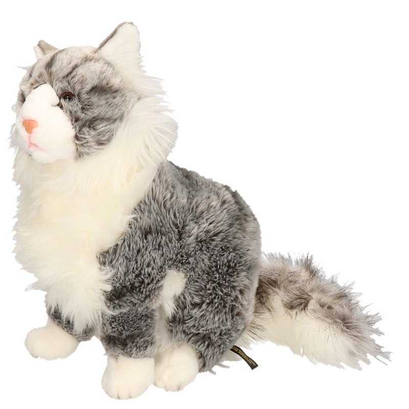 Afbeelding Knuffel kat grijs 35 cm door Animals Giftshop