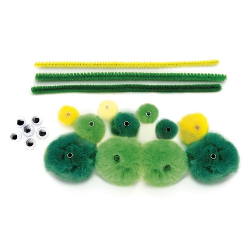 Afbeelding Knutselset groene rups van pompons door Animals Giftshop