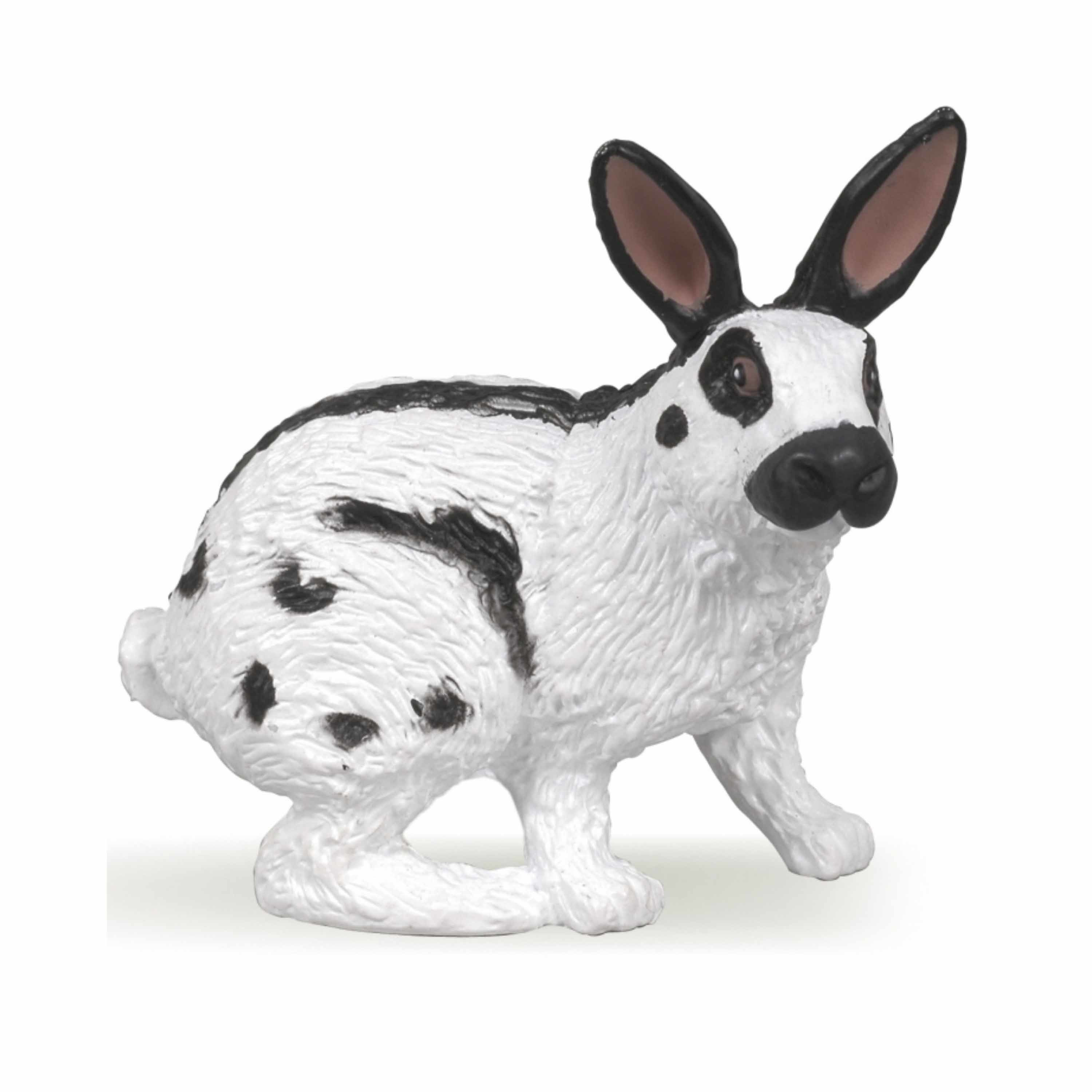 Afbeelding Konijn speeldiertje zwart/wit 4 cm door Animals Giftshop