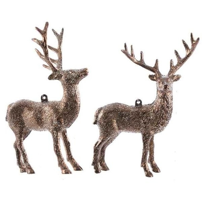 Afbeelding Koperbruine herten kerstornamenten kersthangers 14 cm door Animals Giftshop