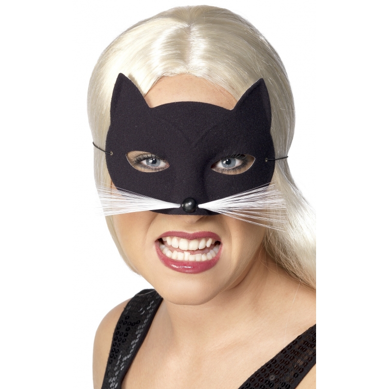 Afbeelding Kunstof zwarte katten masker door Animals Giftshop
