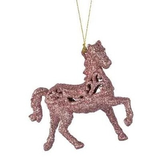 Afbeelding Lichtroze paarden kerstornamenten kersthangers 10 cm door Animals Giftshop