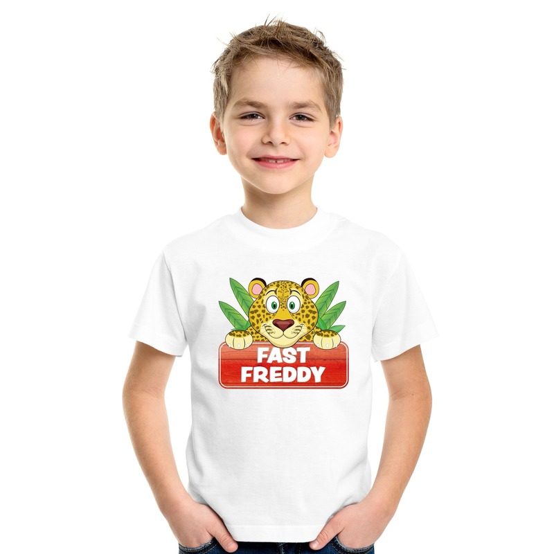 Afbeelding Luipaarden dieren t-shirt wit voor kinderen door Animals Giftshop
