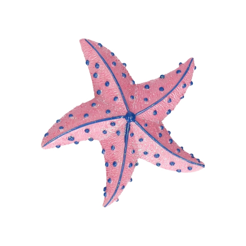 Magneet zeester roze met blauwe stippen 7.5 cm