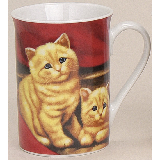 Afbeelding Melkbeker met katten rood 10 cm door Animals Giftshop