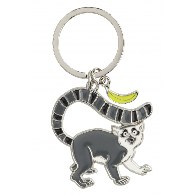 Afbeelding Metalen sleutelhanger ringstaartmaki 5 cm door Animals Giftshop