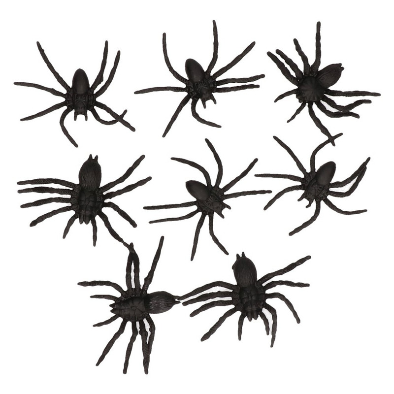 Afbeelding Netje met 8x zwarte spinnen enge halloween beestjes door Animals Giftshop